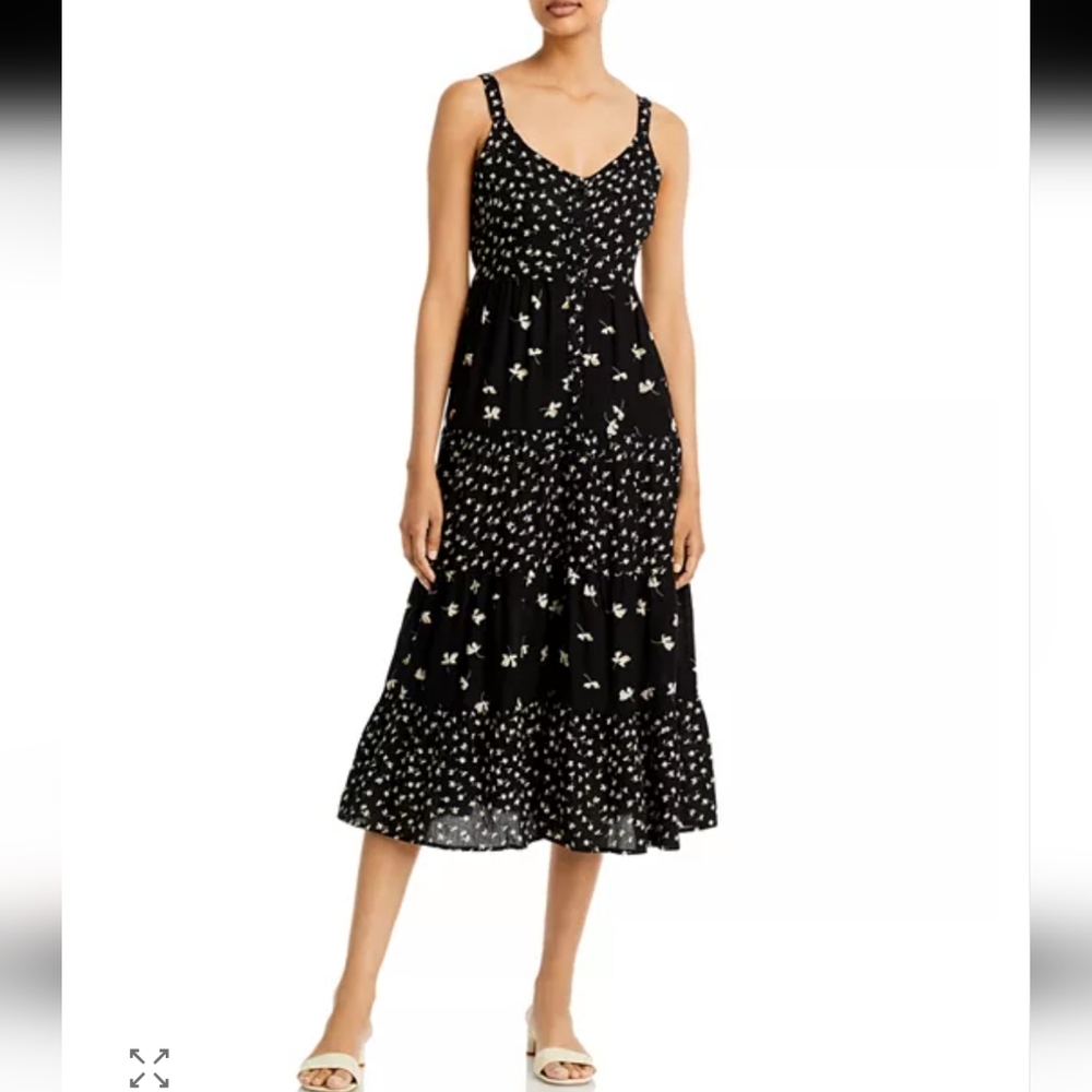 🆕 Patrons of Peace Black and White Floral Midi Dress